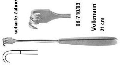 VOLKMANN WUNDHAKEN 3-ZAEHNE SCHARF,13MM,